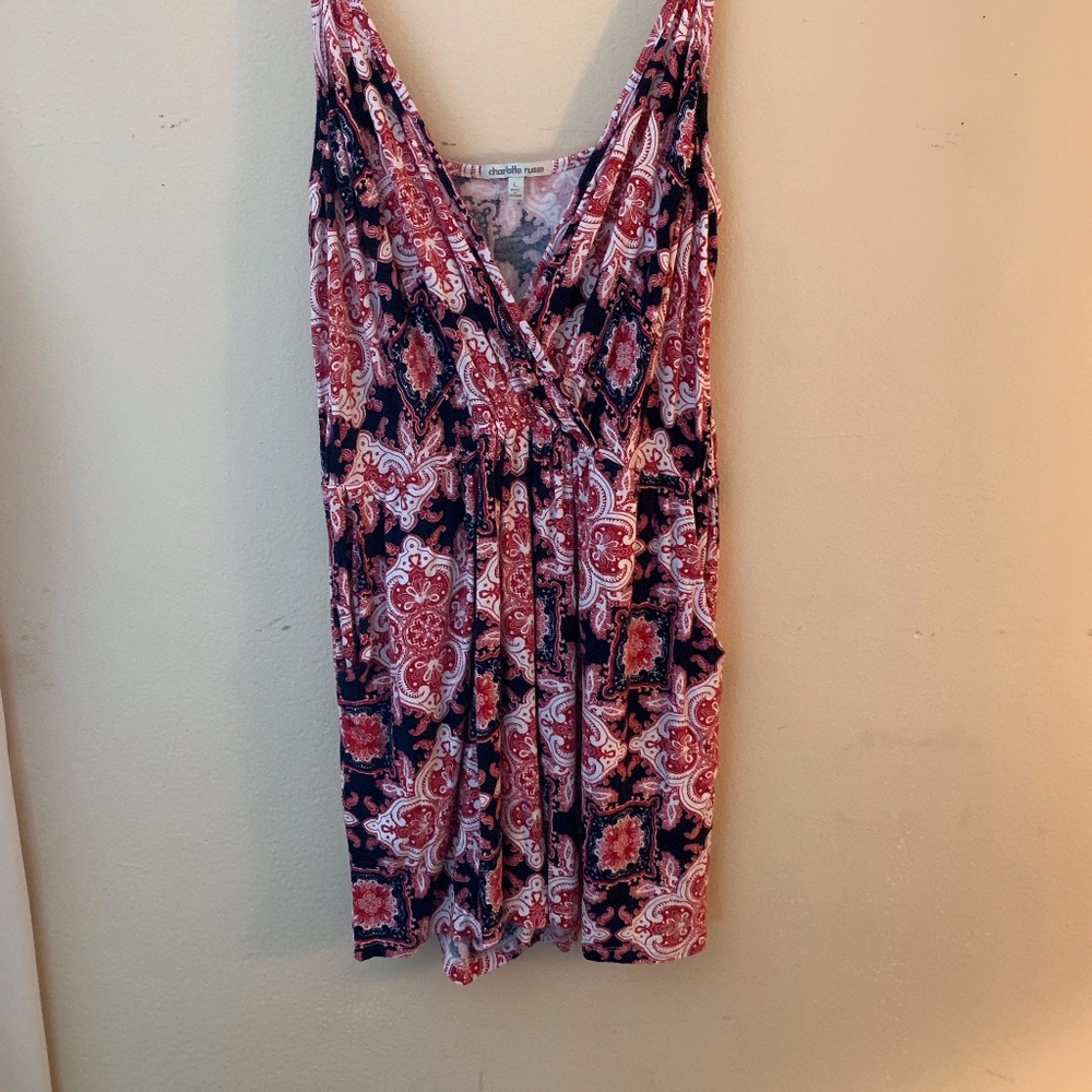 Red and black aztec printed romper